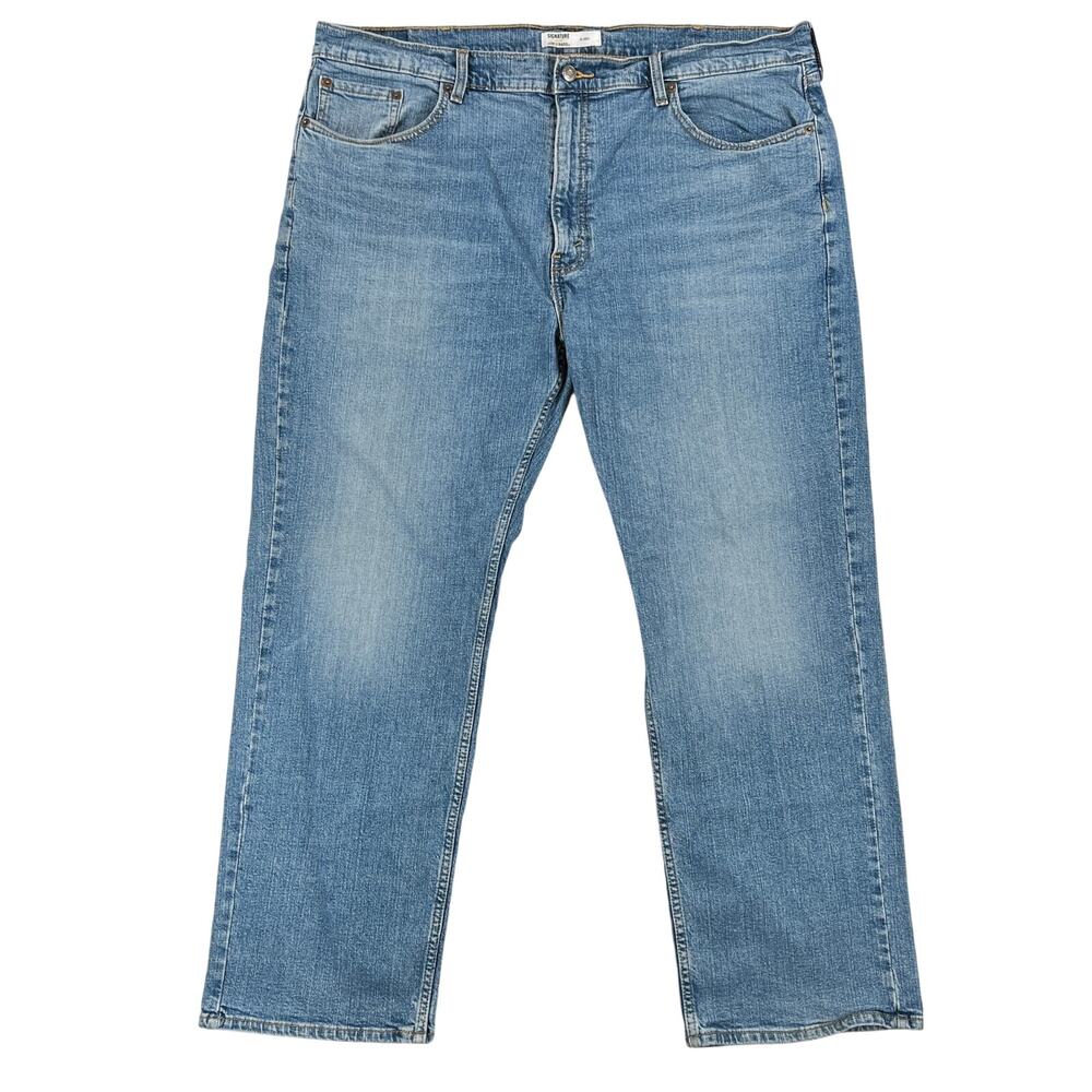 Levi's Signature Relaxed Straight Leg Jeans Mens 42x30‎ Medium Wash DAMAGED READ